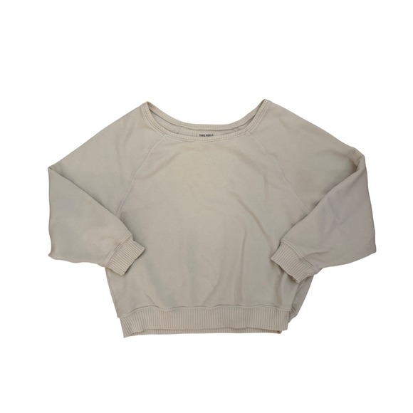 American Eagle Outfitters Tops - American Eagle Seriously Lived-In Sweatshirt Womens Medium Cream Raglan Pullover